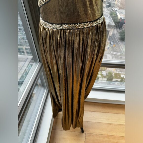 🆕 BRONX & BANCO 🧿 NWOT Star Metallic Maxi Dress w Dramatic Slits - Sz S US 4 - Picture 13 of 16